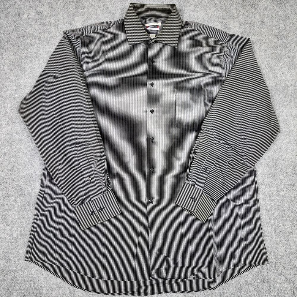 Van Heusen Flex Collar Dress Shirt Mens16.5 34/35 Classic Fit Black White Stripe